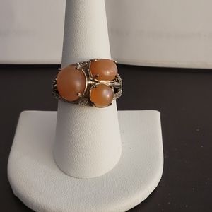 Peach Moonstone ring (size  8) 925 sterling